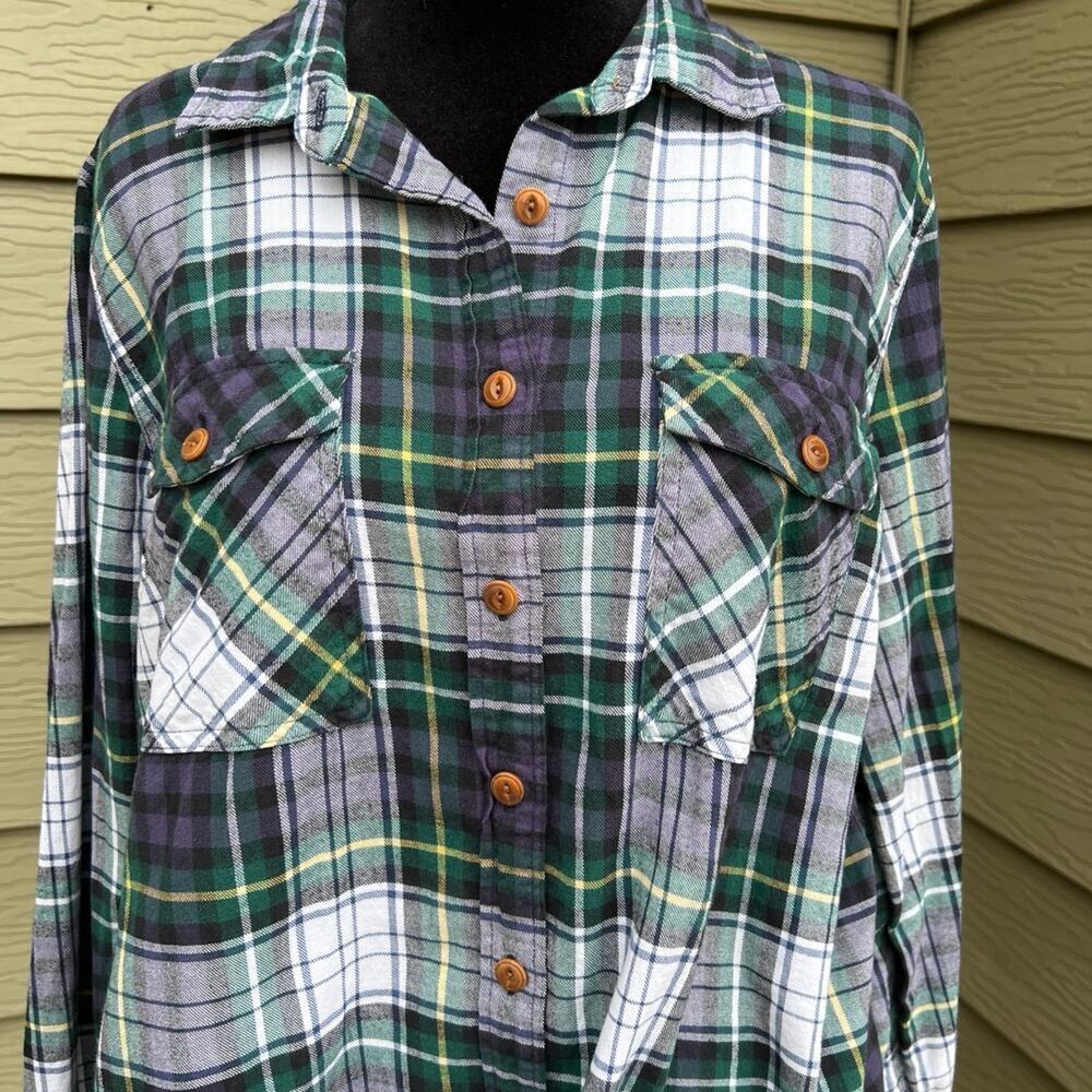 J. CREW Button Down Flannel Shirt with Chest Pockets, Women's size 12 Tall